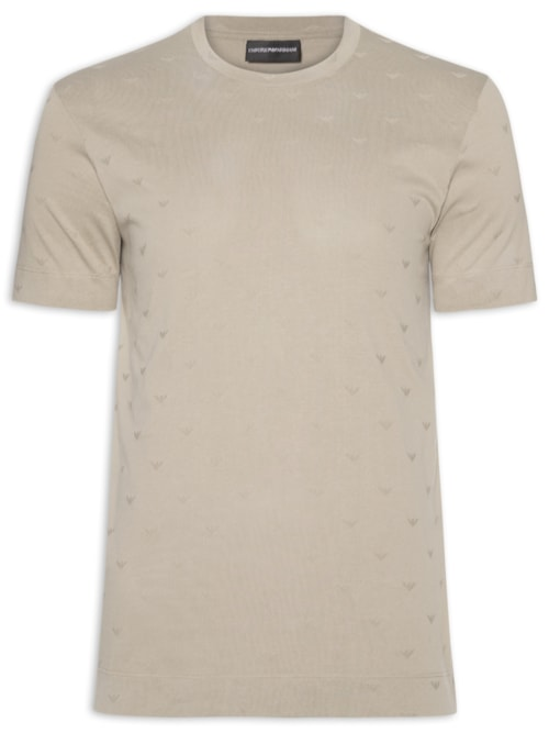 Camiseta Masculina Slim-Fit In All-Over Micro Eagle Logo New - Bege Camiseta Masculina Slim-Fit In All-Over Micro Eagle Logo New - Bege