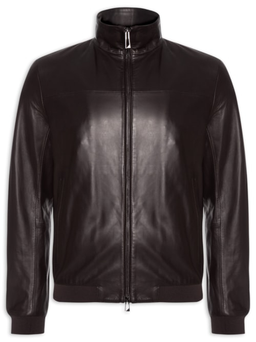 Jaqueta Masculina Bomber Couro Nappa - Marrom Jaqueta Masculina Bomber Couro Nappa - Marrom