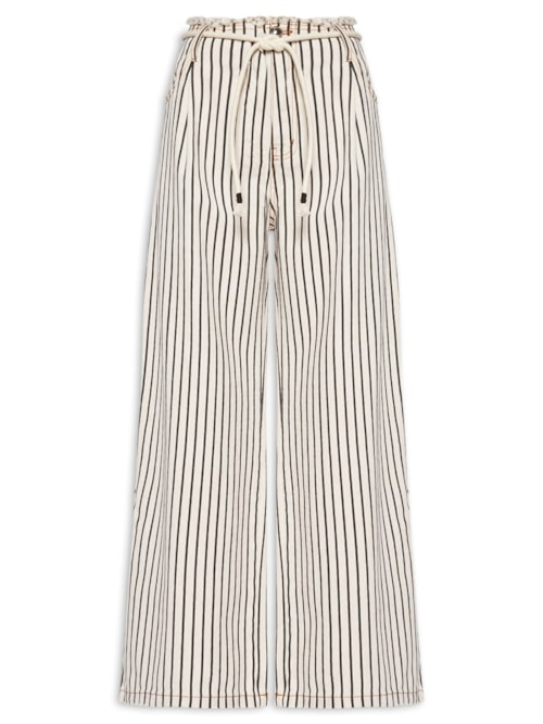 Calça Feminina Sarja Listrada - Branco