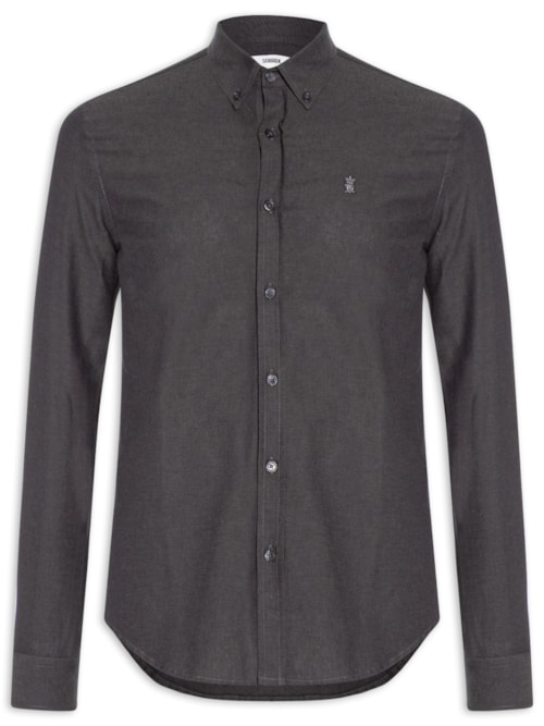 Camisa Masculina Oxford Button Down Preto Camisa Masculina Oxford Button Down Preto