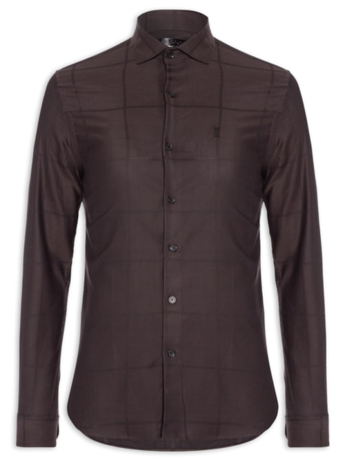 Camisa Masculina Maquinetada Big Square Marrom