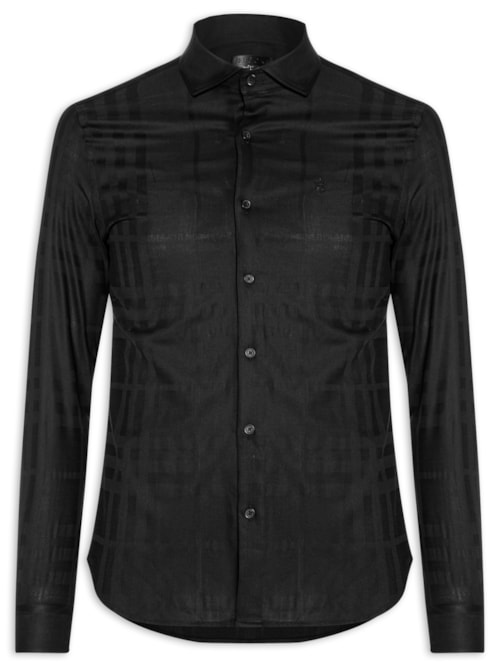 Camisa Masculina Maquinetada Big Xadrez Preto Camisa Masculina Maquinetada Big Xadrez Preto
