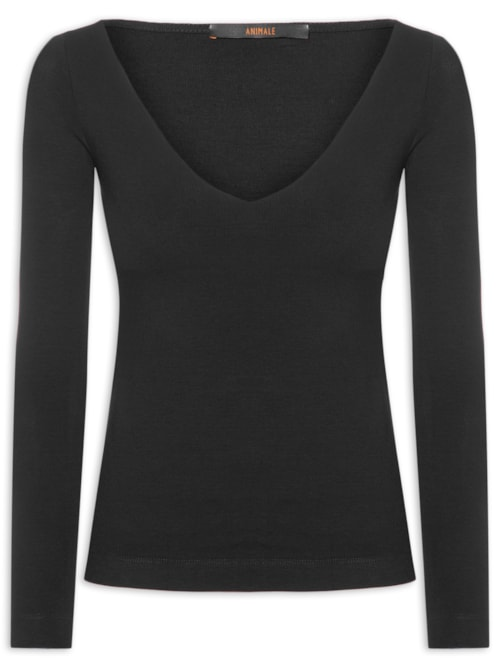 Blusa Feminina Decote V Aberto - Preto Blusa Feminina Decote V Aberto - Preto