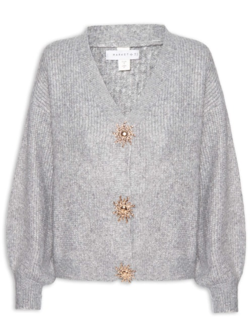 Cardigan Feminino Solar Em Tricot Cinza Cardigan Feminino Solar Em Tricot Cinza