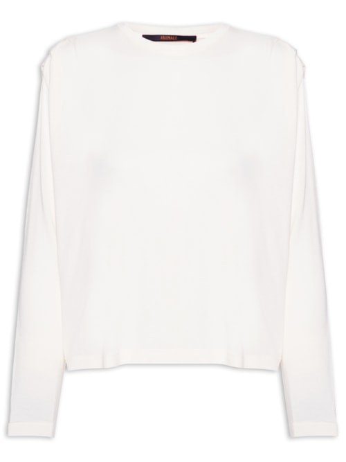 Blusa Feminina Pregas Ombro - Branco Blusa Feminina Pregas Ombro - Branco
