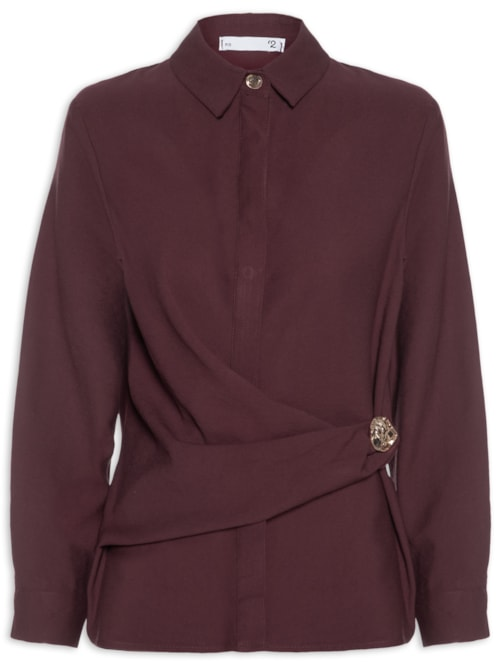 Camisa Feminina Oversized Com Transpasse - Vermelho Camisa Feminina Oversized Com Transpasse - Vermelho