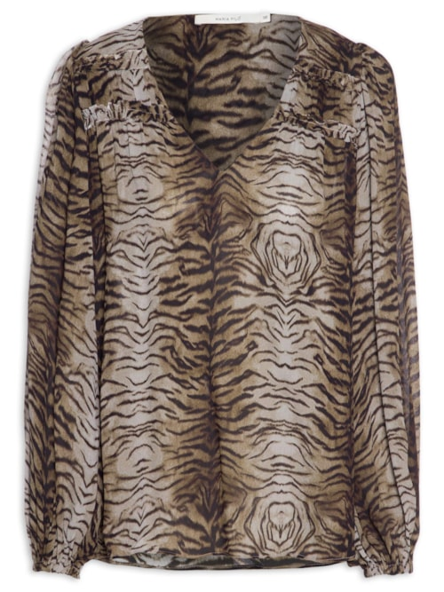 Blusa Feminina GGT Estampa Felin - Marrom