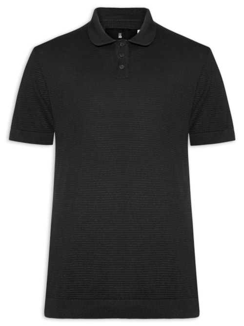 Pólo Masculina Tricot Manga Curta Bretanha - Preto Pólo Masculina Tricot Manga Curta Bretanha - Preto