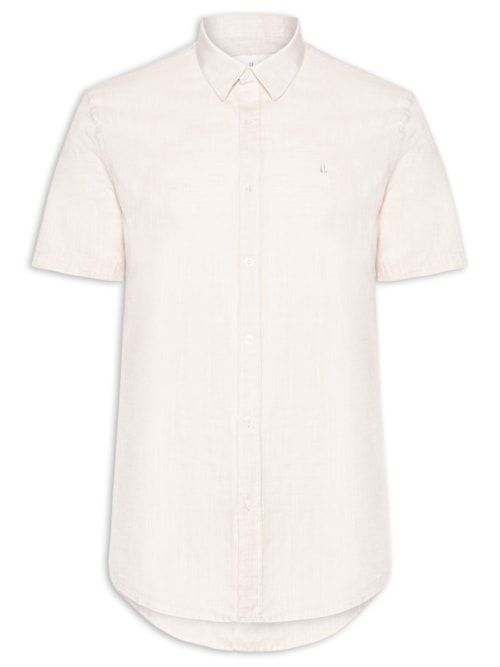 Camisa Masculina Manga Curta Búzios New - Bege Camisa Masculina Manga Curta Búzios New - Bege