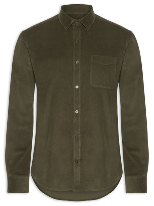 Camisa Masculina Casual Veludo Lisa Basic - Verde Camisa Masculina Casual Veludo Lisa Basic - Verde