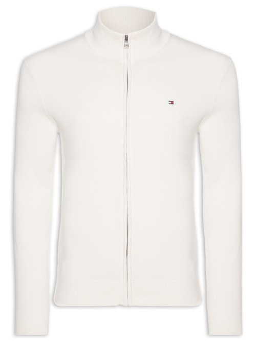 Suéter Masculino Com Zíper Essential Regular Fit Branco Suéter Masculino Com Zíper Essential Regular Fit Branco