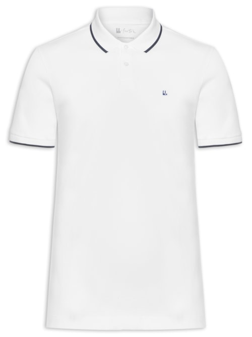 Pólo Masculina Piquet Manga Curta Friso - Branco Pólo Masculina Piquet Manga Curta Friso - Branco