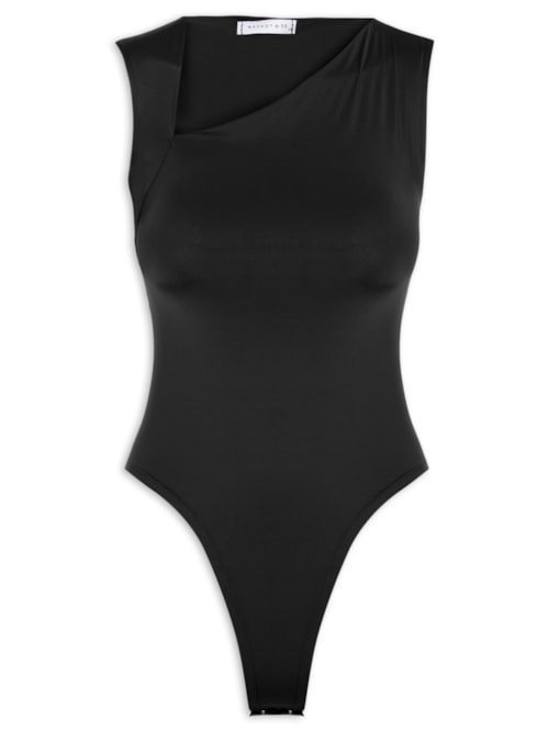 Body Feminino em Poliamida com Decote Assimétrico Preto Body Feminino em Poliamida com Decote Assimétrico Preto