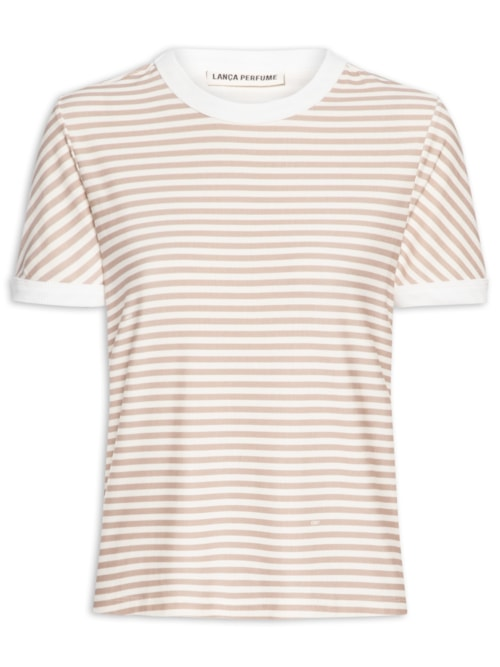 Blusa Feminina Baby Look Estampada - Bege Blusa Feminina Baby Look Estampada - Bege