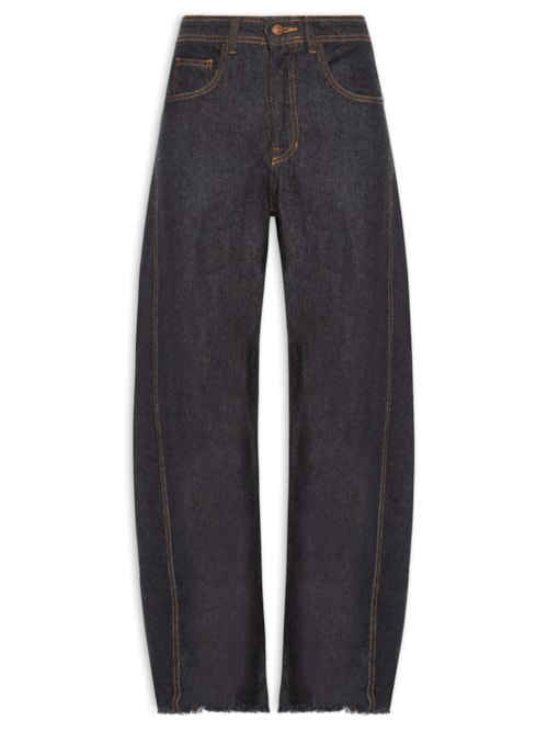 Calça Jeans Feminina Barrel Preto