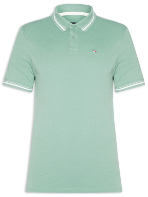 Polo Masculina Regular Fit Com Friso E Vista Contrastante - Verde Polo Masculina Regular Fit Com Friso E Vista Contrastante - Verde