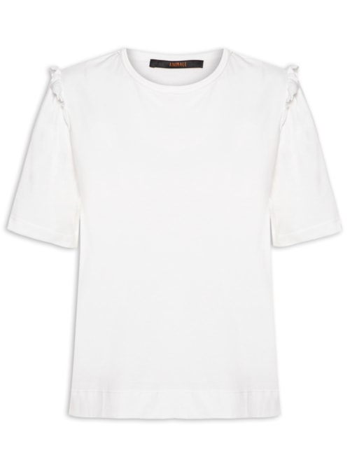 Camiseta Feminina Babado Manga - Branco Camiseta Feminina Babado Manga - Branco