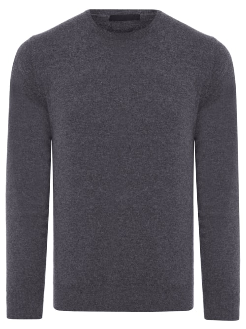 Suéter Masculino Puro Cashmere Gola Careca - Cinza