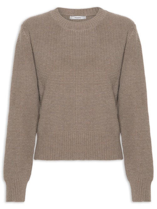 Suéter Feminino Tricot Texturizado Oversized - Marrom