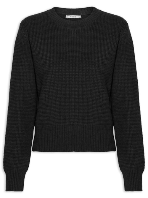 Suéter Feminino Tricot Texturizado Oversized - Preto