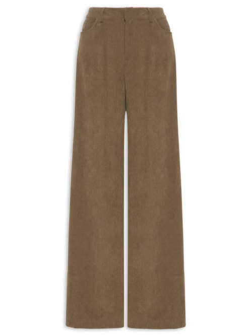 Calça Feminina Pantalona Em Veludo Cotelê - Bege
