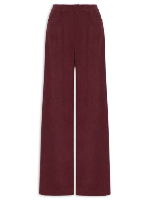 Calça Feminina Pantalona Em Veludo Cotelê - Vermelho