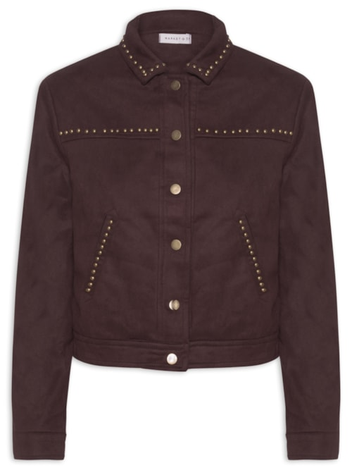 Jaqueta Feminina em Suede com Tachas - Vermelho