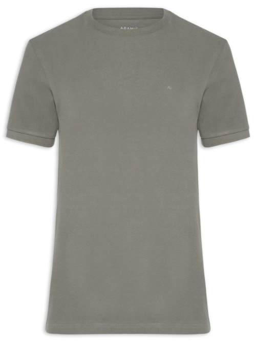 Camiseta Masculina Gola Jacquard Em Piquet - Cinza