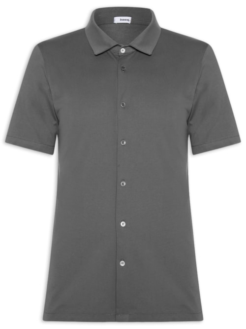 Camisa Masculina Manga Curta Básica - Cinza