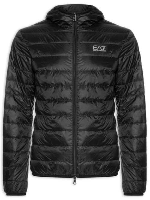 Jaqueta Masculina Puffer Com Capuz - Preto Jaqueta Masculina Puffer Com Capuz - Preto