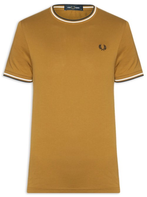 Camiseta Masculina Twin Tipped Regular Fit Em Algodão - Marrom