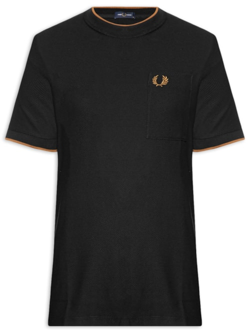Camiseta Masculina Regular Fit Detalhe Bolso Em Piquet De Algodão - Preto