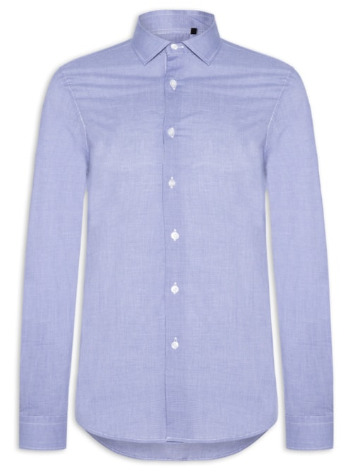 Camisa Masculina Social Fio Tinto - Azul Camisa Masculina Social Fio Tinto - Azul
