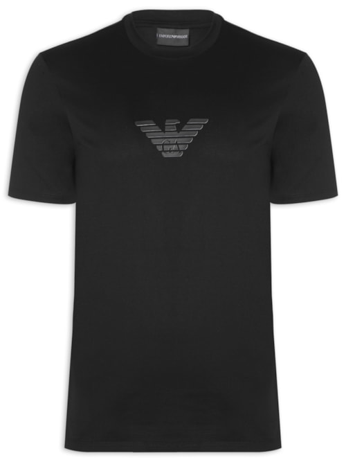 Camiseta Masculina Pima EA Logo 12CM Basic Best Seller Eagle - Preto
