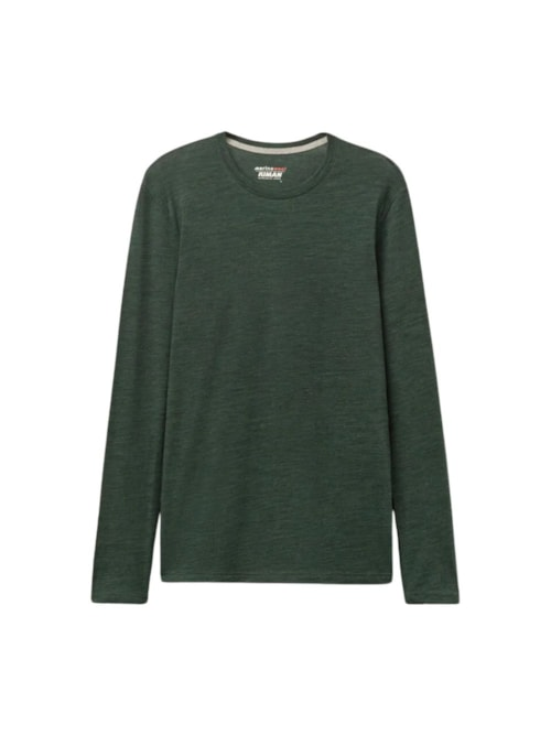 Blusa De Manga Comprida Em Lã Merino Com Decote Redondo - Verde