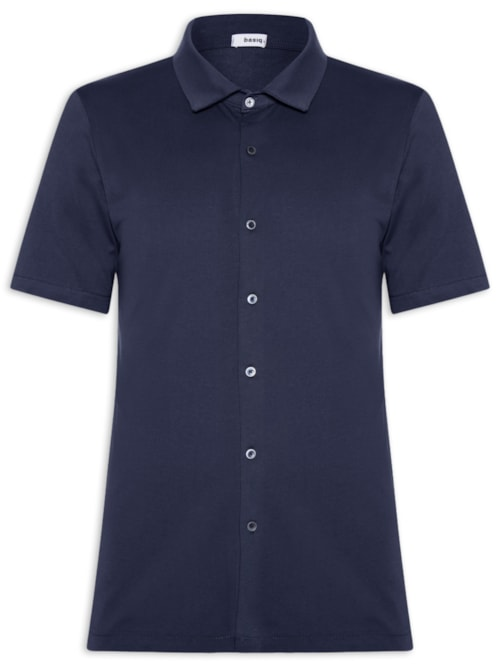Camisa Masculina Manga Curta Básica - Azul