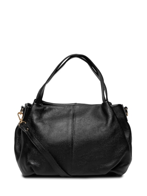Bolsa Feminina Média Em Couro - Preto Bolsa Feminina Média Em Couro - Preto