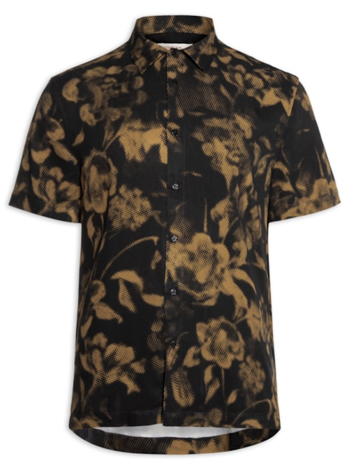 Camisa Casual Manga Curta Masculina Roseiral Wood - Preto Camisa Casual Manga Curta Masculina Roseiral Wood - Preto