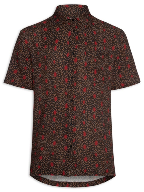 Camisa Casual Manga Curta Masculina Bug Dots - Preto