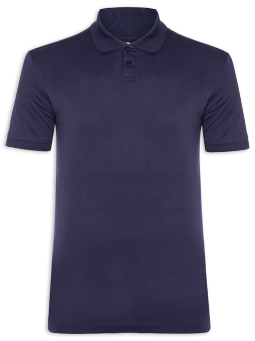 Polo Masculina Pima Manga Curta Slim - Azul
