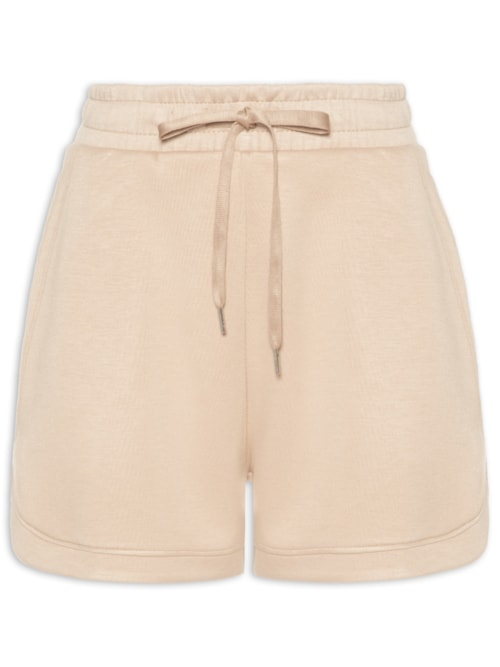 Short Feminino Em Moletom - Bege