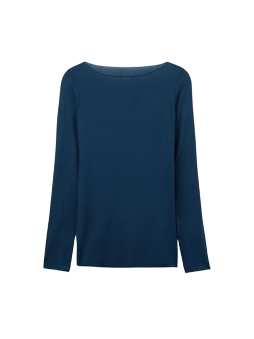 Blusa Manga Comprida Em Cashmere Ultralight - Azul