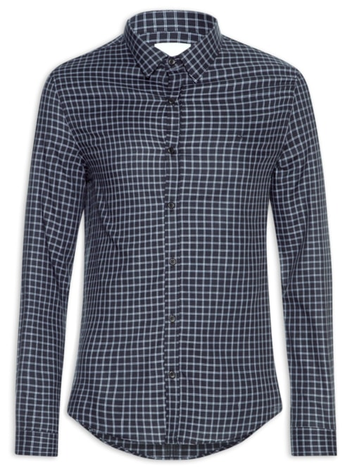 Camisa Masculina Slim Xadrez Clássico - Preto