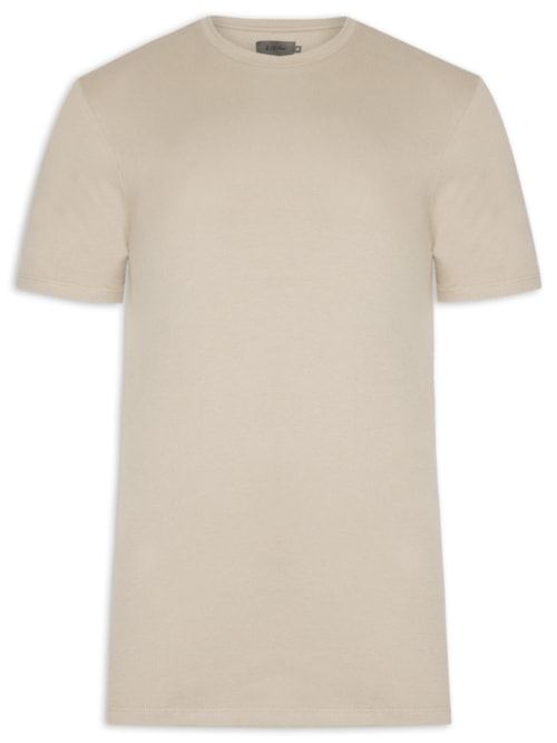 Camiseta Masculina Piquê De Algodão Com Elastano - Bege