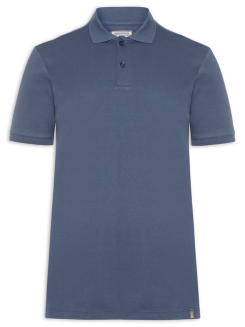 Polo Masculina Básica em Algodão Egípcio - Azul