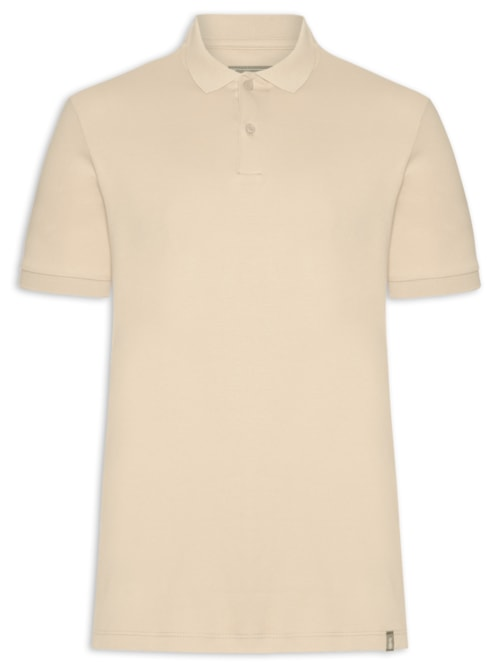 Polo Masculina Básica em Algodão Egípcio - Bege