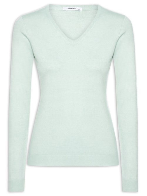 Suéter Feminino Gola V - Verde Suéter Feminino Gola V - Verde