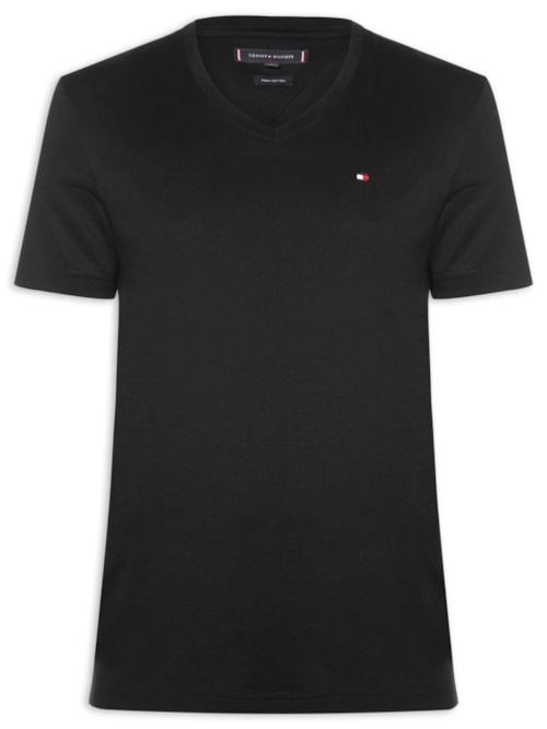 Camiseta Masculina Regular Fit V-Nk Pima Cotton - Preto Camiseta Masculina Regular Fit V-Nk Pima Cotton - Preto