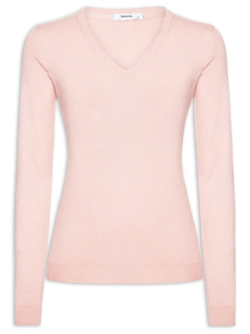 Suéter Feminino Gola V - Rosa Suéter Feminino Gola V - Rosa