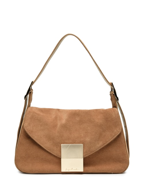 Bolsa Feminina Camurção Caramelo Enfeites - Marrom Bolsa Feminina Camurção Caramelo Enfeites - Marrom